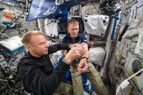 Tim Peake's first blood draw completed in space. The sample was taken as part of MARROW.
